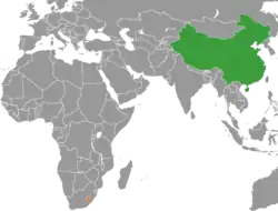Map indicating locations of China and Lesotho