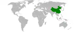 Map indicating locations of China and Portugal