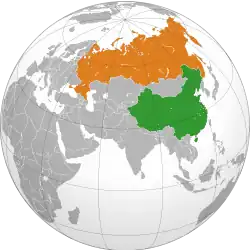 Map indicating locations of China and Russia