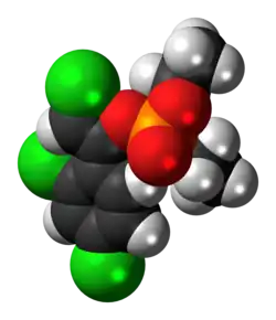 Space-filling model of the (Z)-chlorfenvinphos molecule