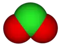 Spacefill model of chlorine dioxide