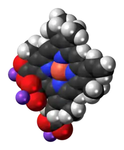 Space-filling model of the chlorophyllin molecule, sodium salt