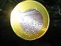 A two-tone chocolate Euro coin