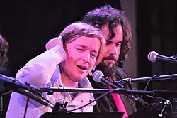 Chris Price (foreground) performing with Linda Perhacs in 2014