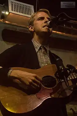 Christian Lee Hutson performing at the Triple Crown Whiskey Bar & Raccoon Motel in Davenport, Iowa, March 2017