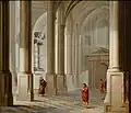 Church Interior with the Parable of the Pharisee and the Publican (Luke 18:9-14) (1653), oil on panel, 19 7/16 × 22 in. (49.4 × 55.9 cm), Clark Art Institute