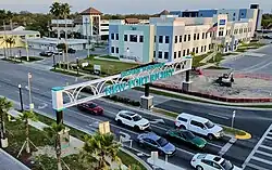 Main Street and US-19 and the Historic Downtown New Port Richey sign.