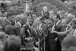 Image 31Leaders of the March on Washington speak to the news media after meeting with President Kennedy at the White House. (from March on Washington)