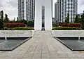 edestal of the memorial with inscriptions written in English and Tamil.