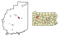 Location of Clarion in Clarion County, Pennsylvania