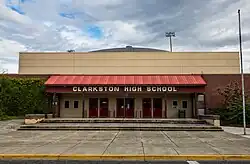 The front entrance for Clarkston High School