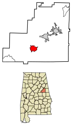 Location of Millerville in Clay County, Alabama