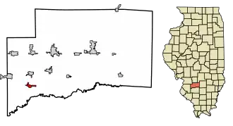 Location of Damiansville in Clinton County, Illinois.