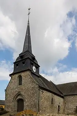 The belltower of the church in Vignoc