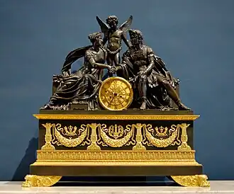 Patinated bronze (above) and ormolu (below) Empire style clock, c. 1810, by Pierre-Philippe Thomire