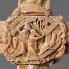front, middle circle, Moses and the brazen serpent