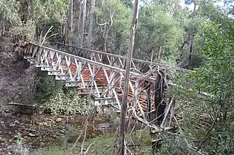 A disused bridge over Sunday Creek on Hibberds Lane, Clonbinane