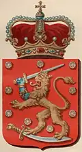 Karl Bomansson's model of the coat of arms of Finland from 1889.