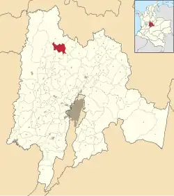 Location of the municipality and town inside Cundinamarca Department of Colombia