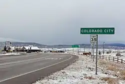 Entering Colorado City along State Highway 165, December 2014