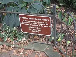 Signage near the fountain, 2018