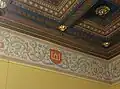 Columns of Gediminas in the yellow room at Palace of the Grand Dukes of Lithuania in Vilnius.