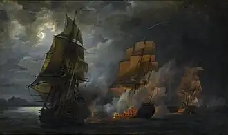 Battle of the French ship Triton against the English ship Jupiter and the English frigate Médée, 20 October 1778 (1837)