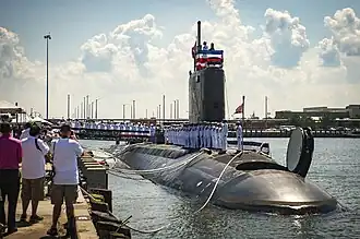USS John Warner with her forward missile hatch open