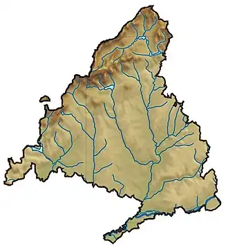 Relief map of the Community of Madrid.