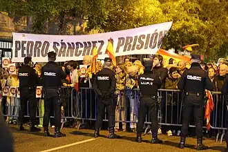 Rally near the PSOE headquarters in Madrid organized by the far-right lobby HazteOir