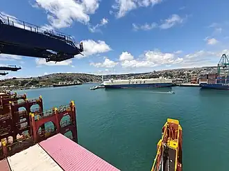 View of Port of San Antionio from a container ship