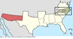 Map of the change to the Confederate States on May 21, 1861
