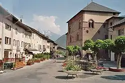 Main square in Conflans, Maison Rouge and Conflans Art and History Museum