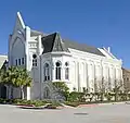 Former B'nai Israel Temple. The façade was made less ornate after the building was sold in the mid-1950s and adapted as a Masonic lodge.