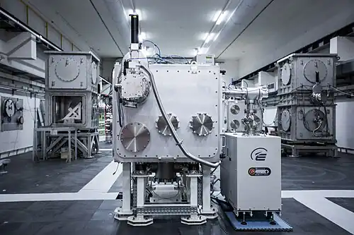 A picture showing the interaction chamber of the Apollon laser during commission