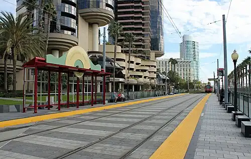 The platforms at Convention Center station, 2011