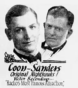Coon-Sanders Original Nighthawks publicity advertisement (published in The Billboard, 16 August 1924).