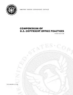 Book cover with seal of U.S. Copyright Office in upper left, title text, and light gray background seal image