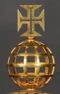 A monde and cross atop the crown of Pedro I of Brazil