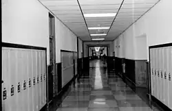 Corridor in Robert E. Bell school, 1990s