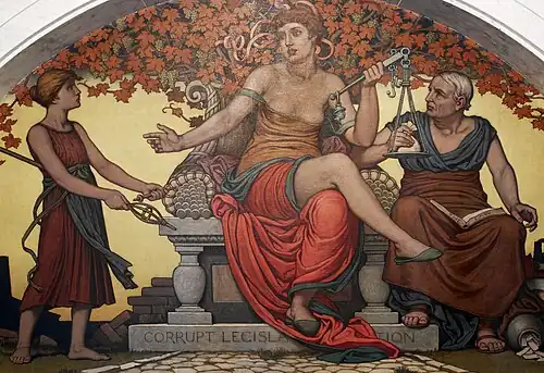 Image 11Detail from Corrupt Legislation (1896) by Elihu Vedder. Library of Congress Thomas Jefferson Building, Washington, D.C. (from Political corruption)