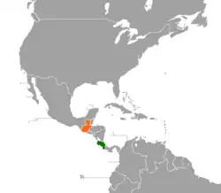 Map indicating locations of Costa Rica and Guatemala