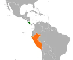Map indicating locations of Costa Rica and Peru
