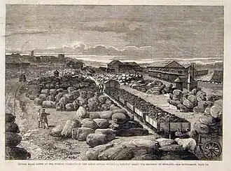 Cotton bales lying at Borivali Bunder, ready for shipment to England