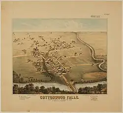 Birdseye view of Cottonwood Falls, 1875