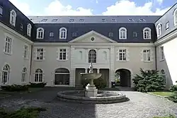 Main courtyard of the former asylum. The north wing housed the institution's chapel.