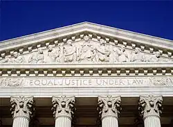 Equal Justice Under Law, by Robert Ingersoll Aitken, over the western façade