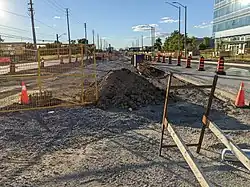 Construction progress of Courtneypark Stop in August 2022