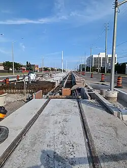 Construction progress of Courtneypark Stop in July 2024