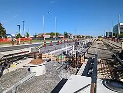 Construction of Courtneypark Stop in May 2023